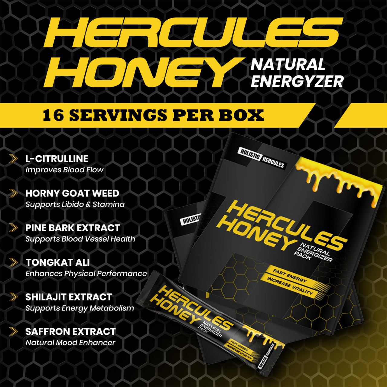 Hercules Honey Sticks (Full Box 16 Units)