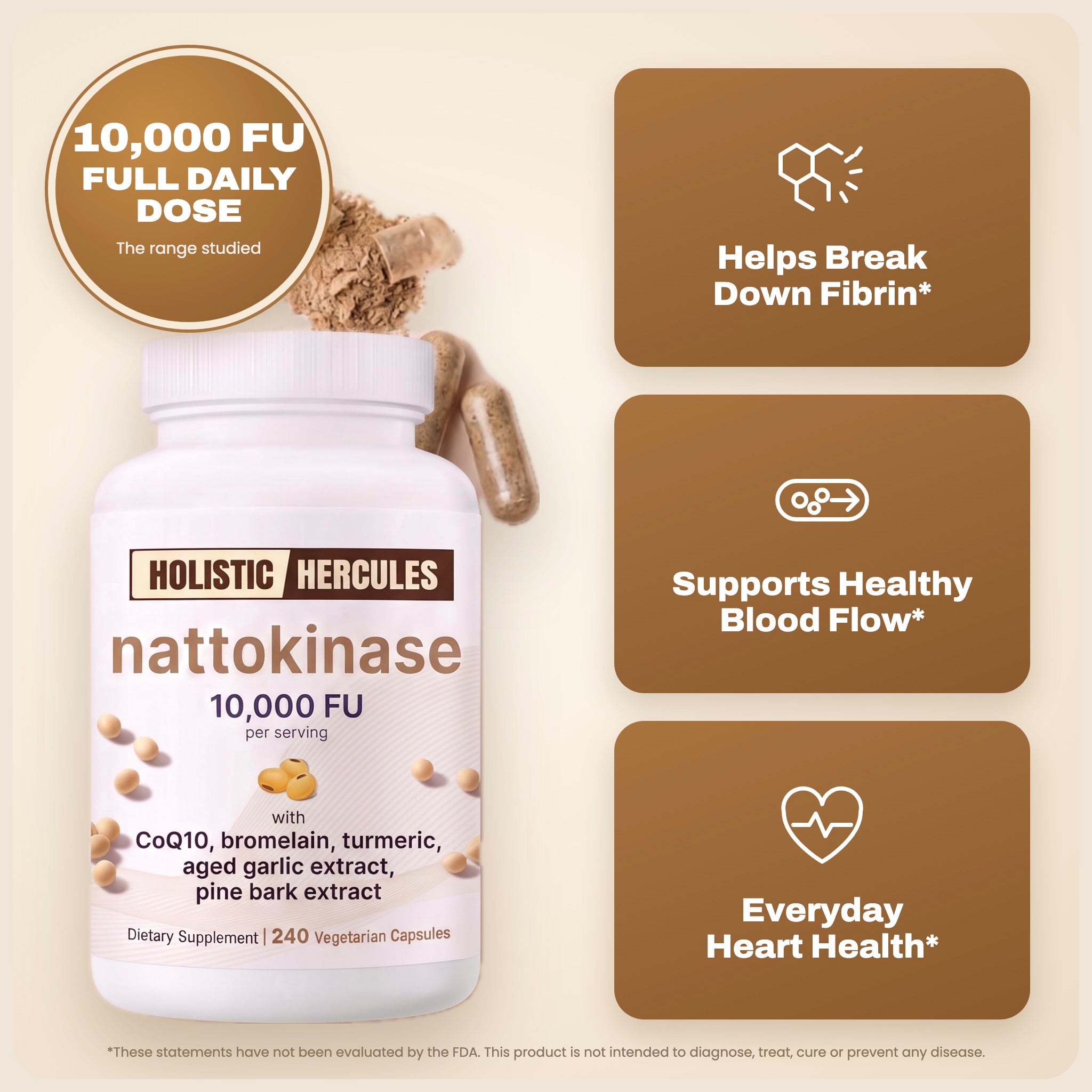 Holistic Hercules Nattokinase 10,000 FU with benefits